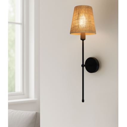 Aplique de pared MADELA 1xE14/40W/230V yute/negra
