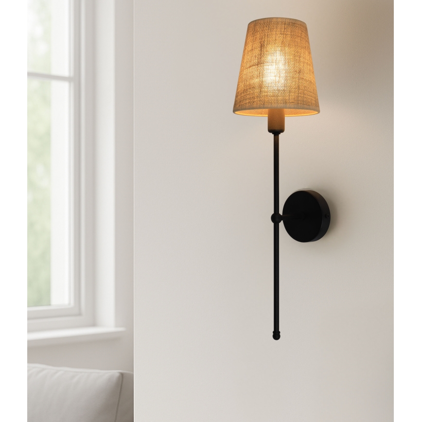 Aplique de pared MADELA 1xE14/40W/230V yute/negra