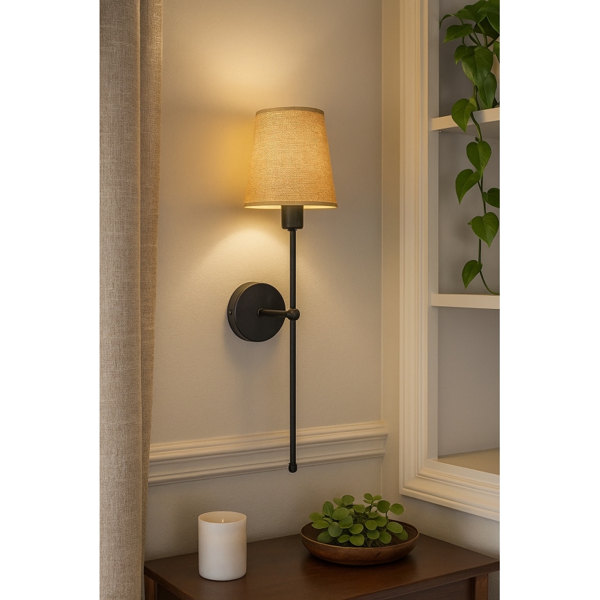 Aplique de pared MADELA 1xE14/40W/230V yute/negra