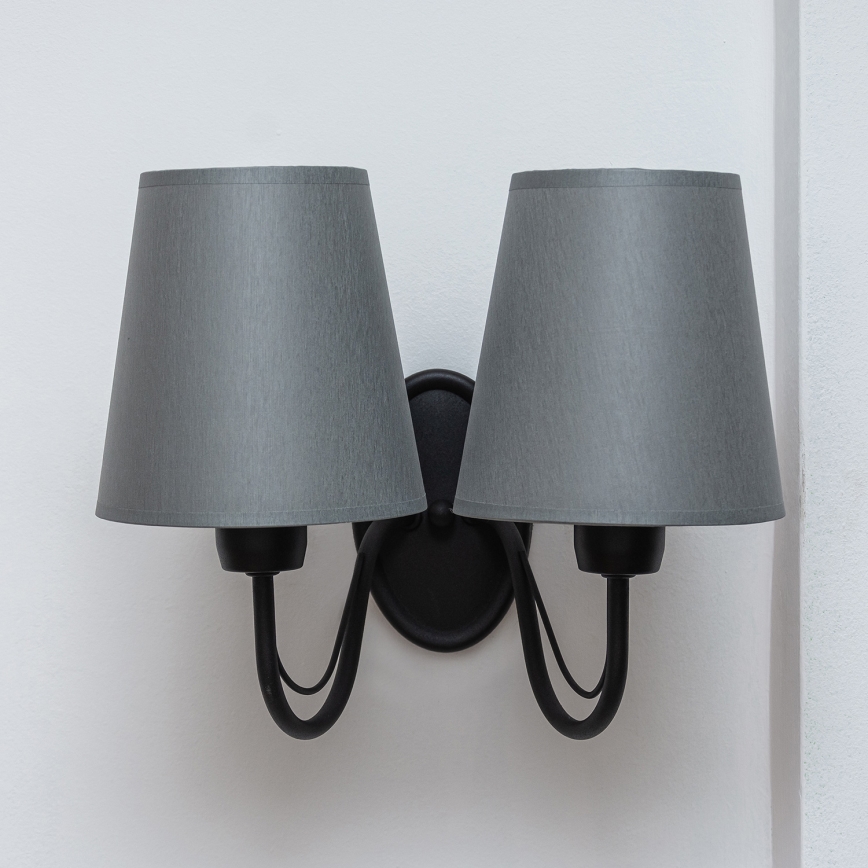 Aplique de pared MALBO 2xE27/15W/230V gris/negro