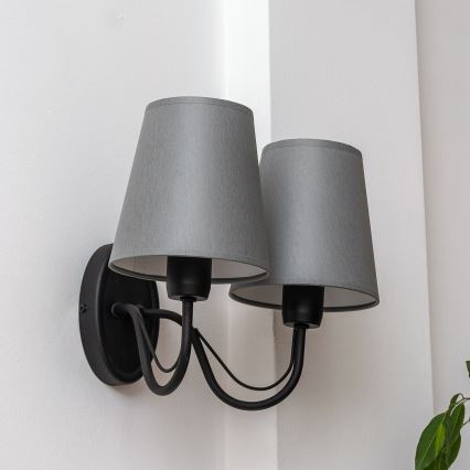 Aplique de pared MALBO 2xE27/15W/230V gris/negro