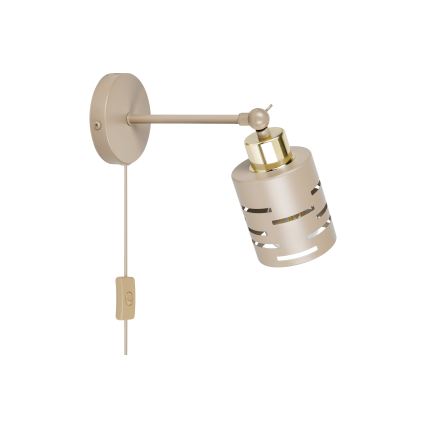 Aplique de pared orientable con interruptor ELEN 1xE27/35W/230V beige/dorado