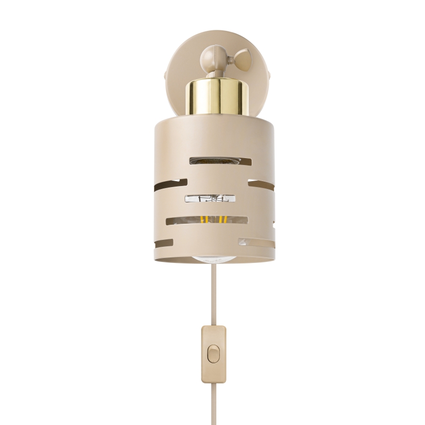 Aplique de pared orientable con interruptor ELEN 1xE27/35W/230V beige/dorado