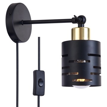 Aplique de pared orientable con interruptor ELEN 1xE27/35W/230V negro/dorado