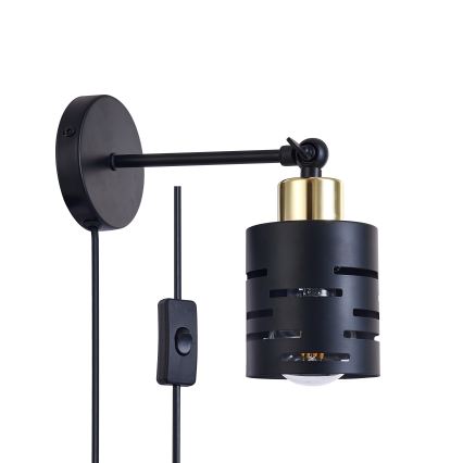 Aplique de pared orientable con interruptor ELEN 1xE27/35W/230V negro/dorado