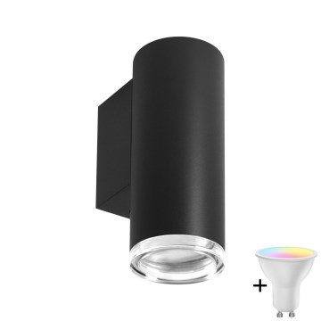 Aplique de pared para baño LED RGBW regulable TURYN 1xGU10/4,8W/230V 3000K IP44 negro + mando a distancia