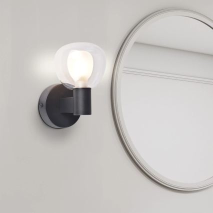Aplique de pared para baño POLA 1xG9/5W/230V IP44 negro/transparente