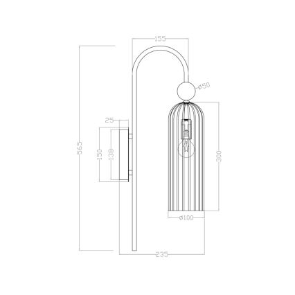 Aplique de pared PIEGA 1xE14/40W/230V latón/negro ahumado