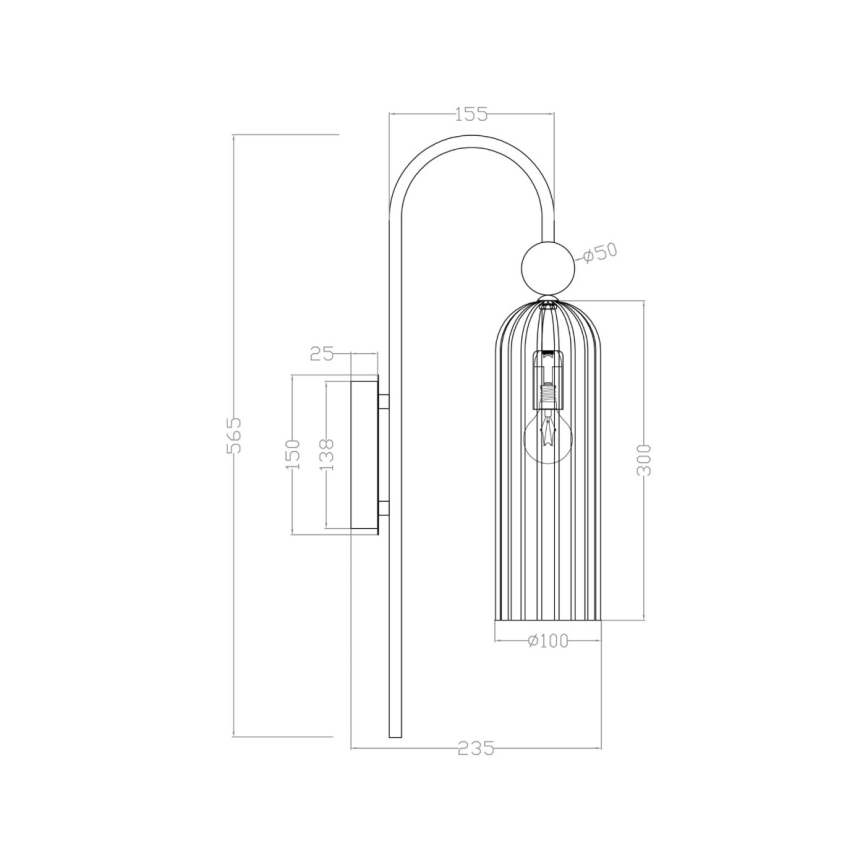 Aplique de pared PIEGA 1xE14/40W/230V latón/negro ahumado