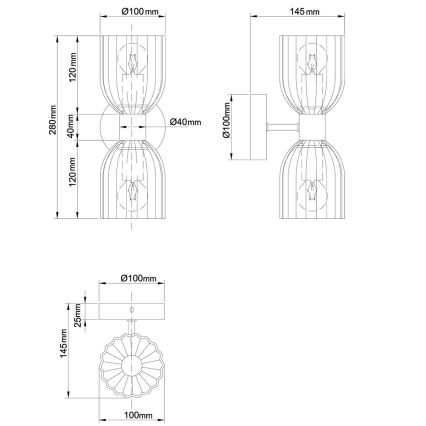 Aplique de pared PIEGA 2xE14/10W/230V latón/negro ahumado