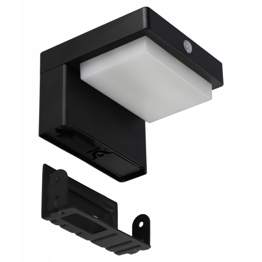 Aplique de pared solar LED con sensor LED/5W/3,7V 2000 mAh IP44 negro