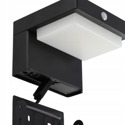 Aplique de pared solar LED con sensor LED/5W/3,7V 2000 mAh IP44 negro