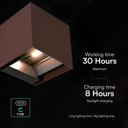 Aplique solar de pared LED con sensor LED/9W/3,7V 3000/4000/5000K IP65 2600 mAh marrón