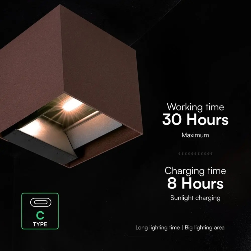 Aplique solar de pared LED con sensor LED/9W/3,7V 3000/4000/5000K IP65 2600 mAh marrón