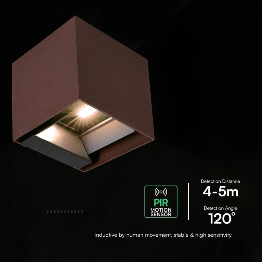 Aplique solar de pared LED con sensor LED/9W/3,7V 3000/4000/5000K IP65 2600 mAh marrón