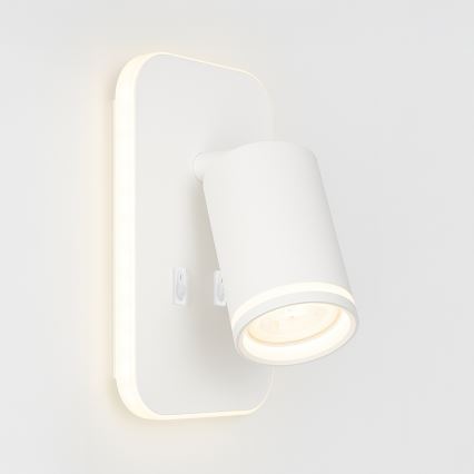 Aplique de pared tipo foco LED PIPE 1xGU10/10W/230V + LED/6W, blanco
