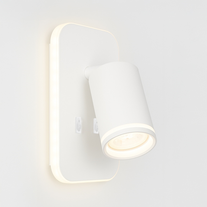 Aplique de pared tipo foco LED PIPE 1xGU10/10W/230V + LED/6W, blanco