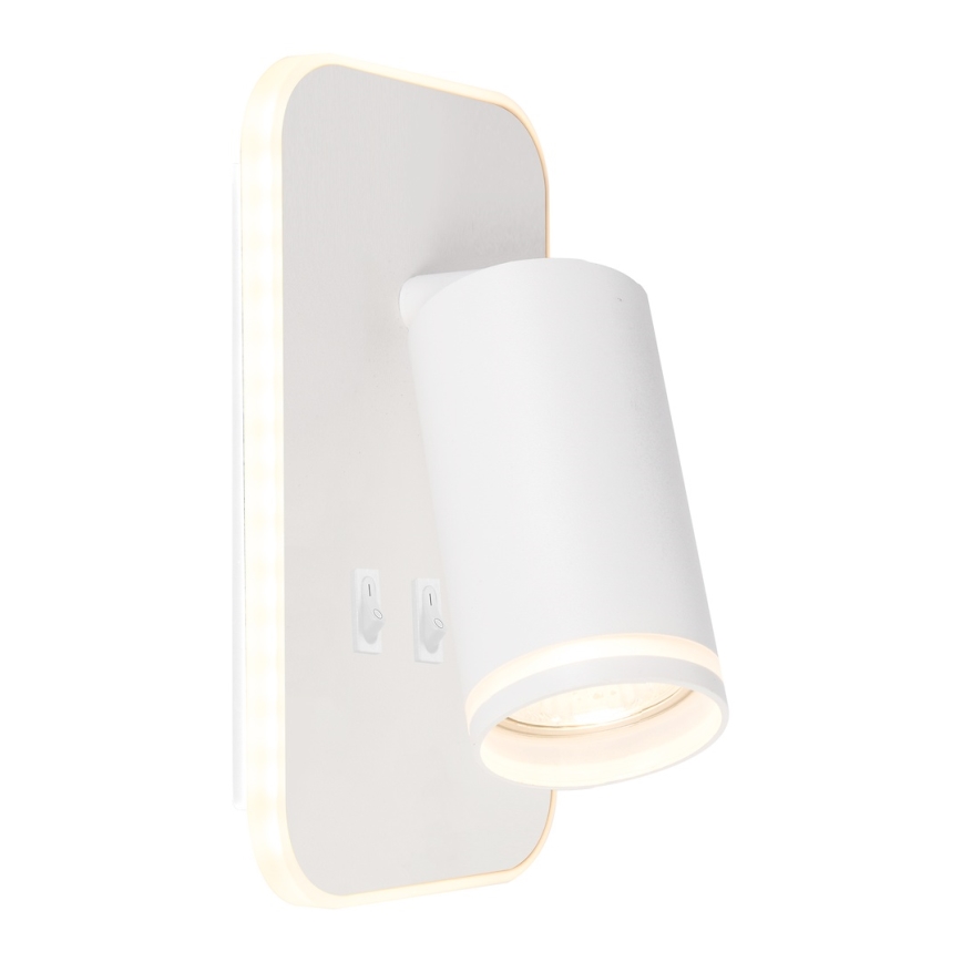 Aplique de pared tipo foco LED PIPE 1xGU10/10W/230V + LED/6W, blanco