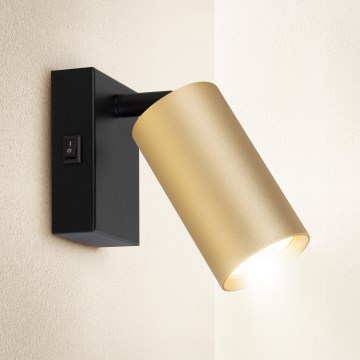 Aplique de pared tipo spot con interruptor SELE 1xGU10/30W/230V negro/dorado