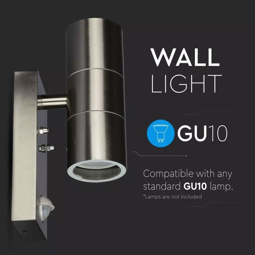Lámpara de pared exterior con sensor 2xGU10/35W/230V IP44