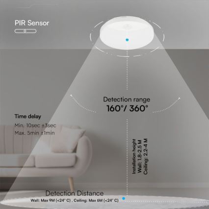 Aplique LED de baño con sensor SAMSUNG CHIP LED/15W/230V 3000/4000/6000K IP44 blanco