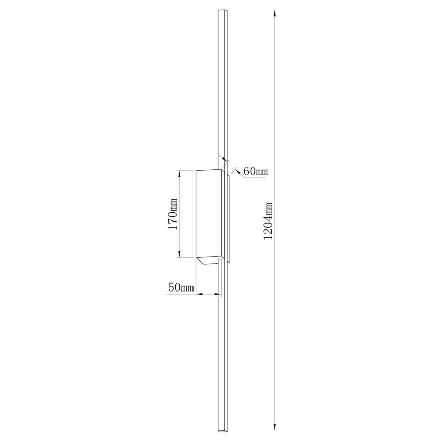 Aplique LED de pared AISHA 20W/230V 4000K 120 cm negro