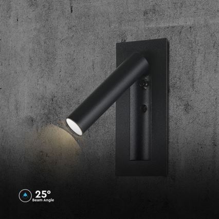 Aplique LED de pared orientable LED/2W/230V 3000K negro