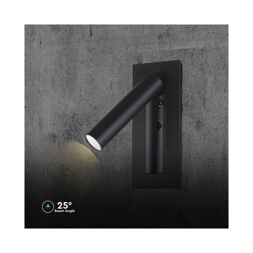 Aplique LED de pared orientable LED/2W/230V 3000K negro