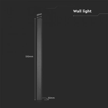 Aplique LED de pared para exterior/10W/230V 3000K IP65 51 cm negro