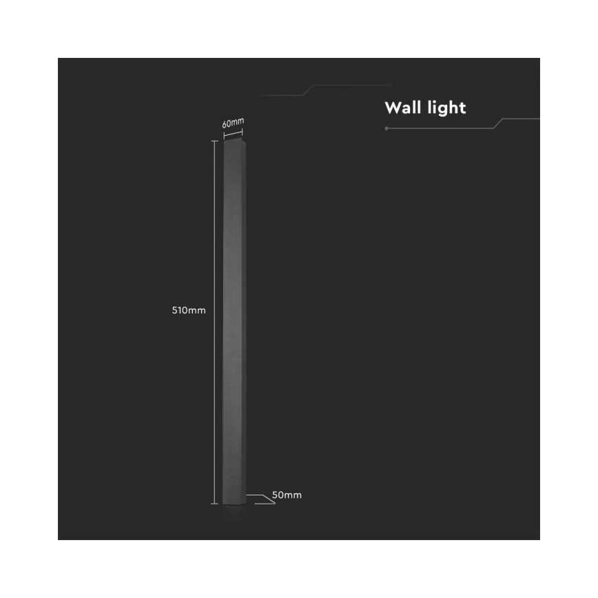 Aplique LED de pared para exterior/10W/230V 3000K IP65 51 cm negro