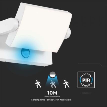 Aplique LED de pared para exterior con sensor, 17W, 230V, 4000K, IP65, blanco