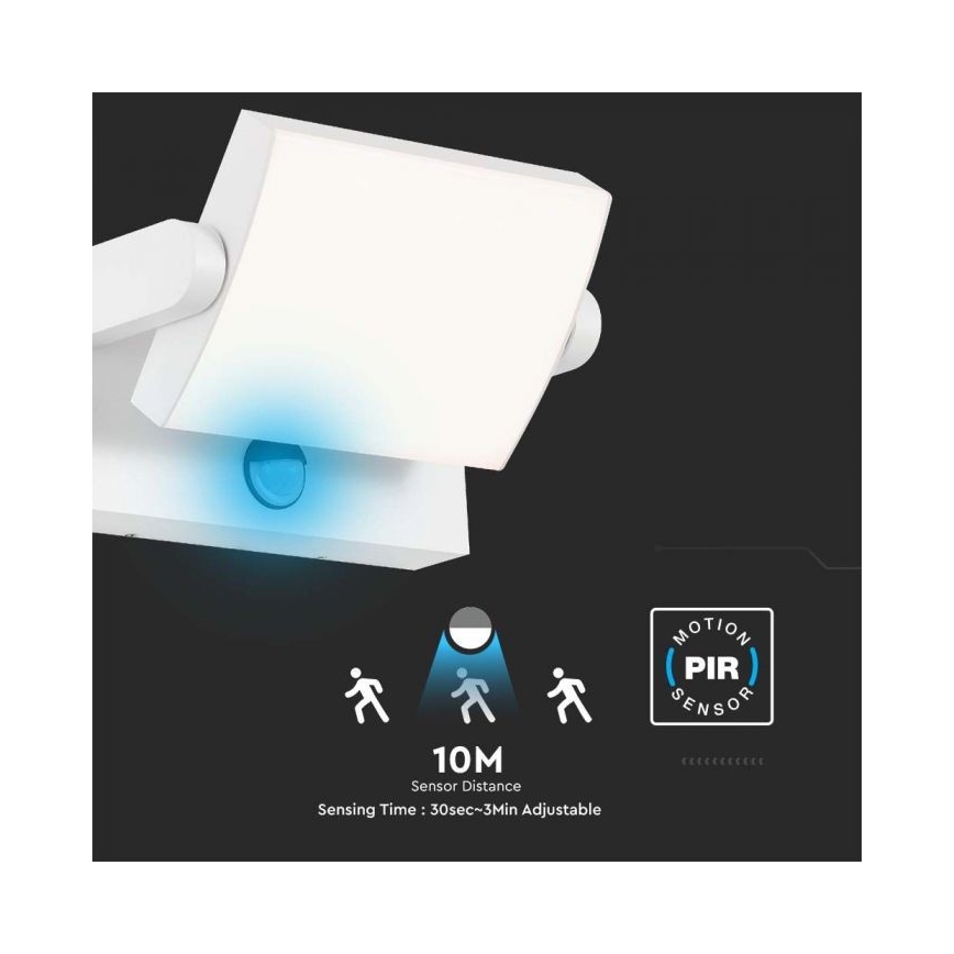 Aplique LED de pared para exterior con sensor, 17W, 230V, 4000K, IP65, blanco