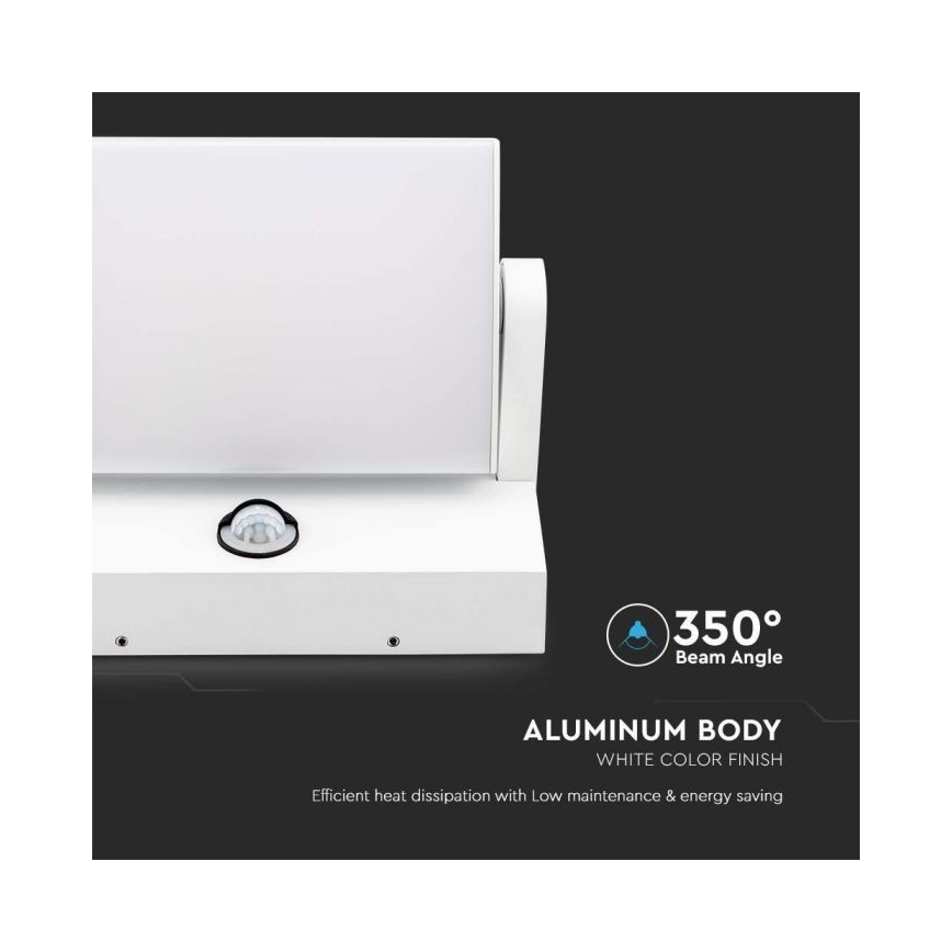 Aplique LED de pared para exterior con sensor, 17W, 230V, 4000K, IP65, blanco