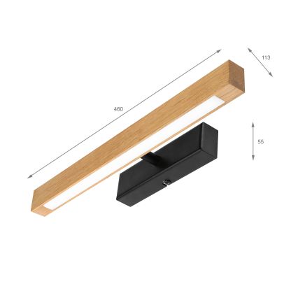 Aplique LED para cuadros VERDE LED/5,5W/230V 3000K 46 cm roble/negro