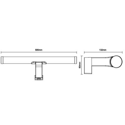 Aplique LED para espejo de baño 12W/230V 59,5 cm IP44 negro