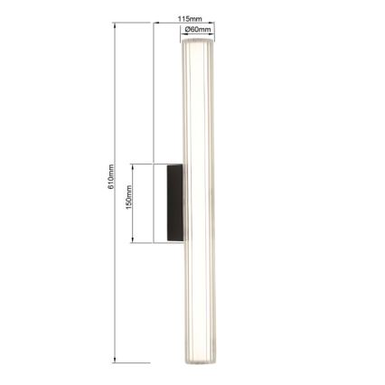 Iluminación LED para espejo de baño LINEA LED/12W/230V 3000/4000/6000K IP44 61 cm negra