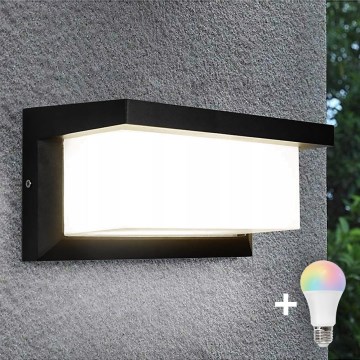 Aplique LED RGBW regulable para pared exterior NEELY 1xE27/12W/230V 2700-6500K IP54 negro