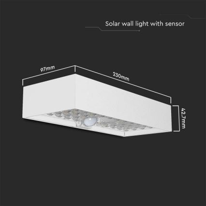 Aplique LED solar con sensor LED/6W/3,7V IP65 4000K 3000 mAh blanco