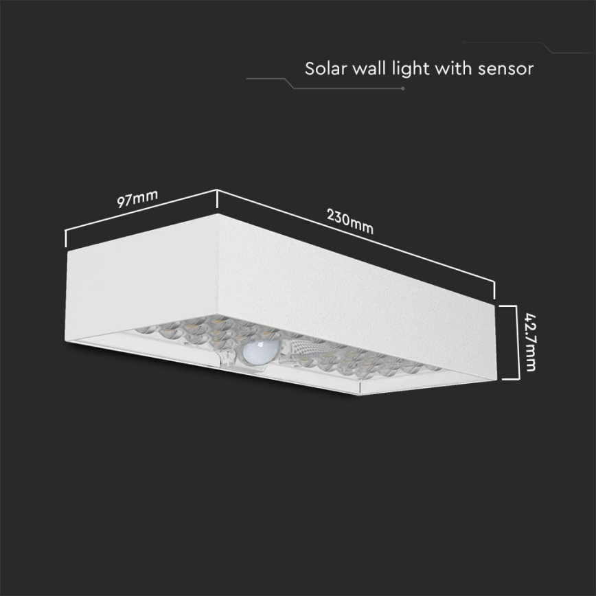Aplique LED solar con sensor LED/6W/3,7V IP65 4000K 3000 mAh blanco