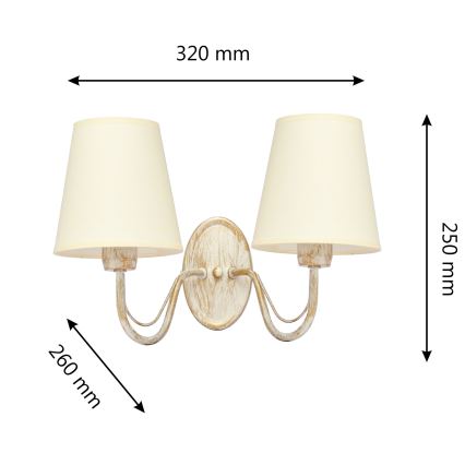 Aplique MALBO 2xE27/15W/230V beige