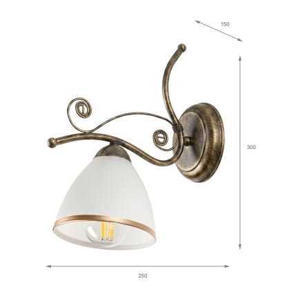 Aplique RETRO II 1xE27/60W/230V dorado pátina