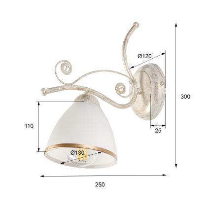 Aplique RETRO II 1xE27/60W/230V pátina blanca