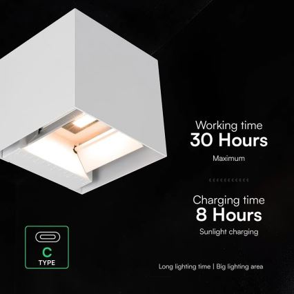 Aplique solar LED de pared con sensor LED/9W/3,7V 3000/4000/5000K IP65 2600 mAh blanco