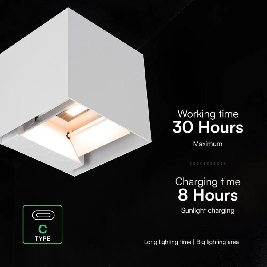 Aplique solar LED de pared con sensor LED/9W/3,7V 3000/4000/5000K IP65 2600 mAh blanco