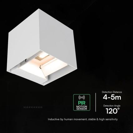 Aplique solar LED de pared con sensor LED/9W/3,7V 3000/4000/5000K IP65 2600 mAh blanco