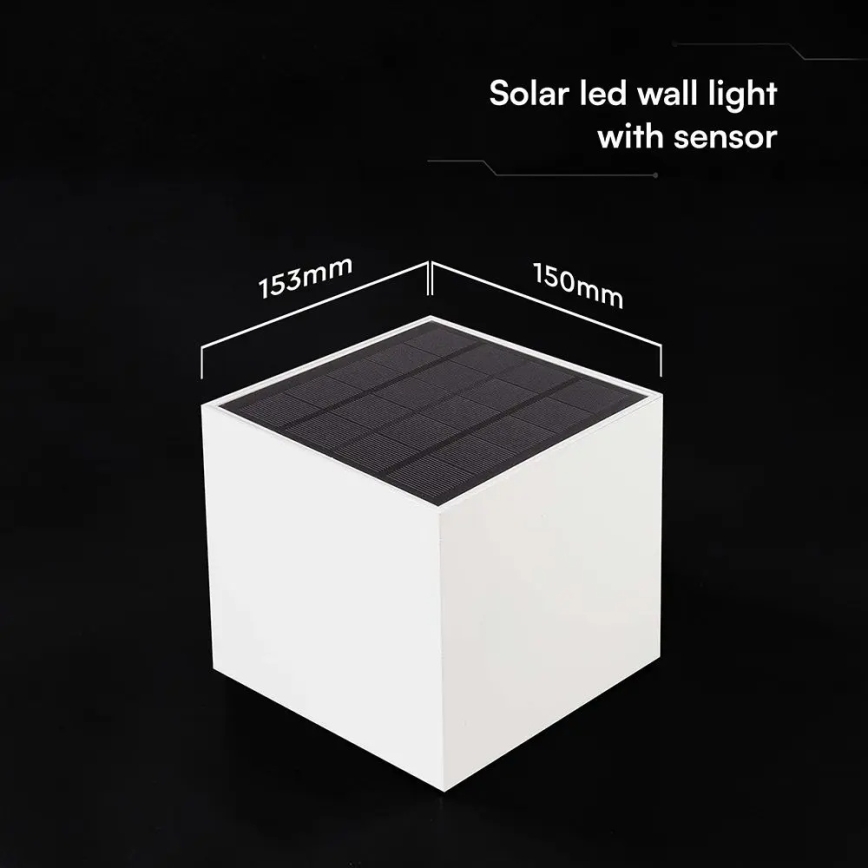 Aplique solar LED de pared con sensor LED/9W/3,7V 3000/4000/5000K IP65 2600 mAh blanco