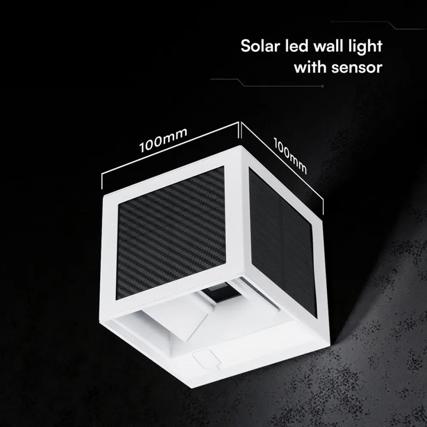 Aplique solar de pared LED con sensor 9W/3,7V 3000/4000/6000K IP65 2600 mAh blanco