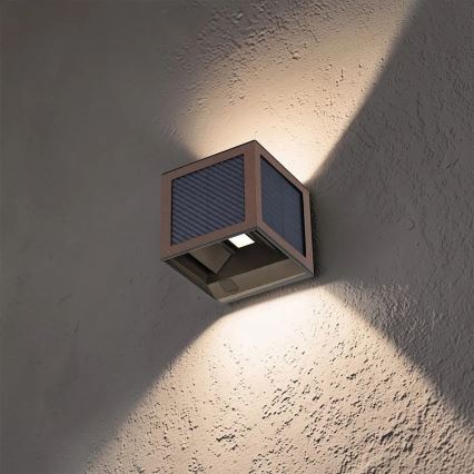 Aplique solar LED con sensor LED/9W/3,7V 3000/4000/6000K IP65 2600 mAh marrón