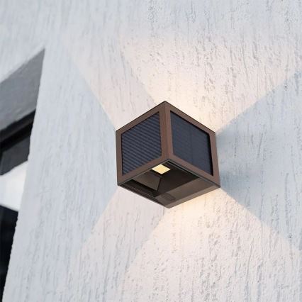 Aplique solar LED con sensor LED/9W/3,7V 3000/4000/6000K IP65 2600 mAh marrón