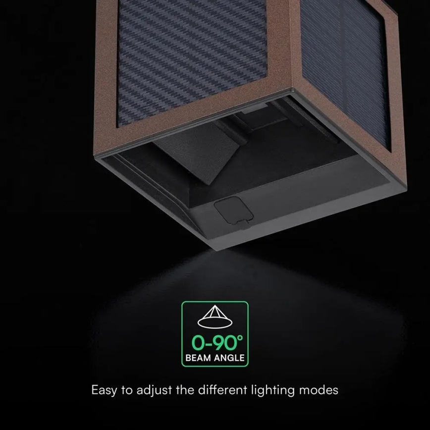 Aplique solar LED con sensor LED/9W/3,7V 3000/4000/6000K IP65 2600 mAh marrón